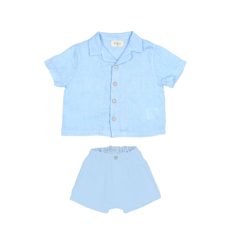 Buho Baby Boy Provence Blue Linen Set