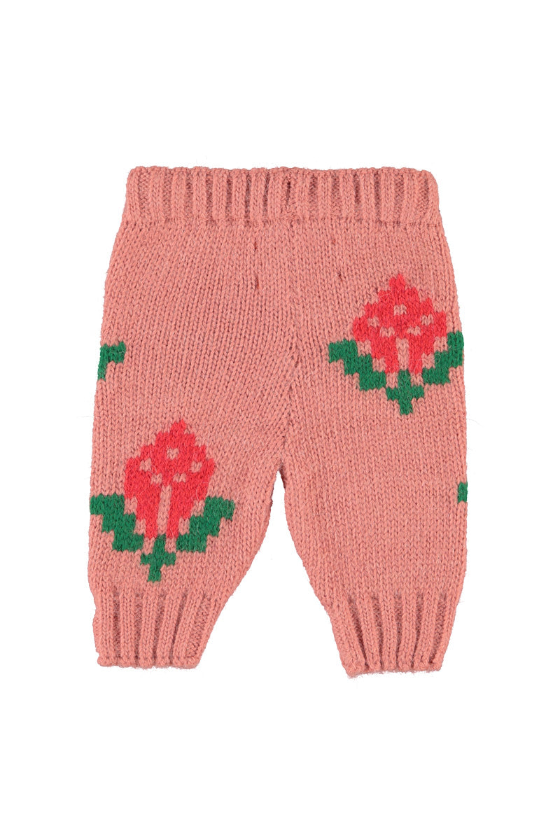 Piupiuchick Baby Old Pink Jacquard Flower Leggings