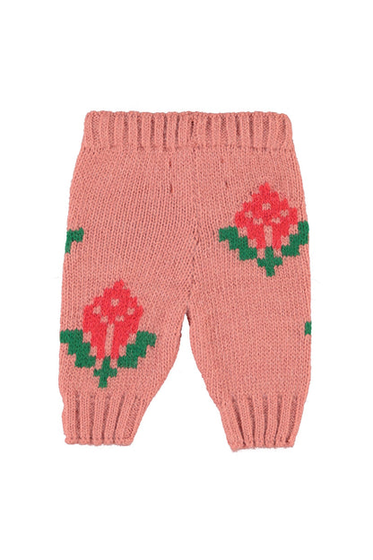 Piupiuchick Baby Old Pink Jacquard Flower Leggings