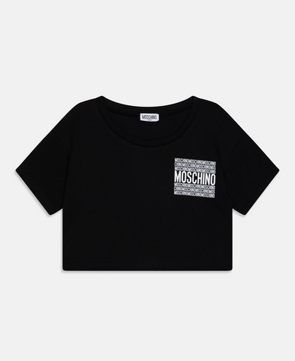 Moschino Cropped Tee With Square Text Logo Print