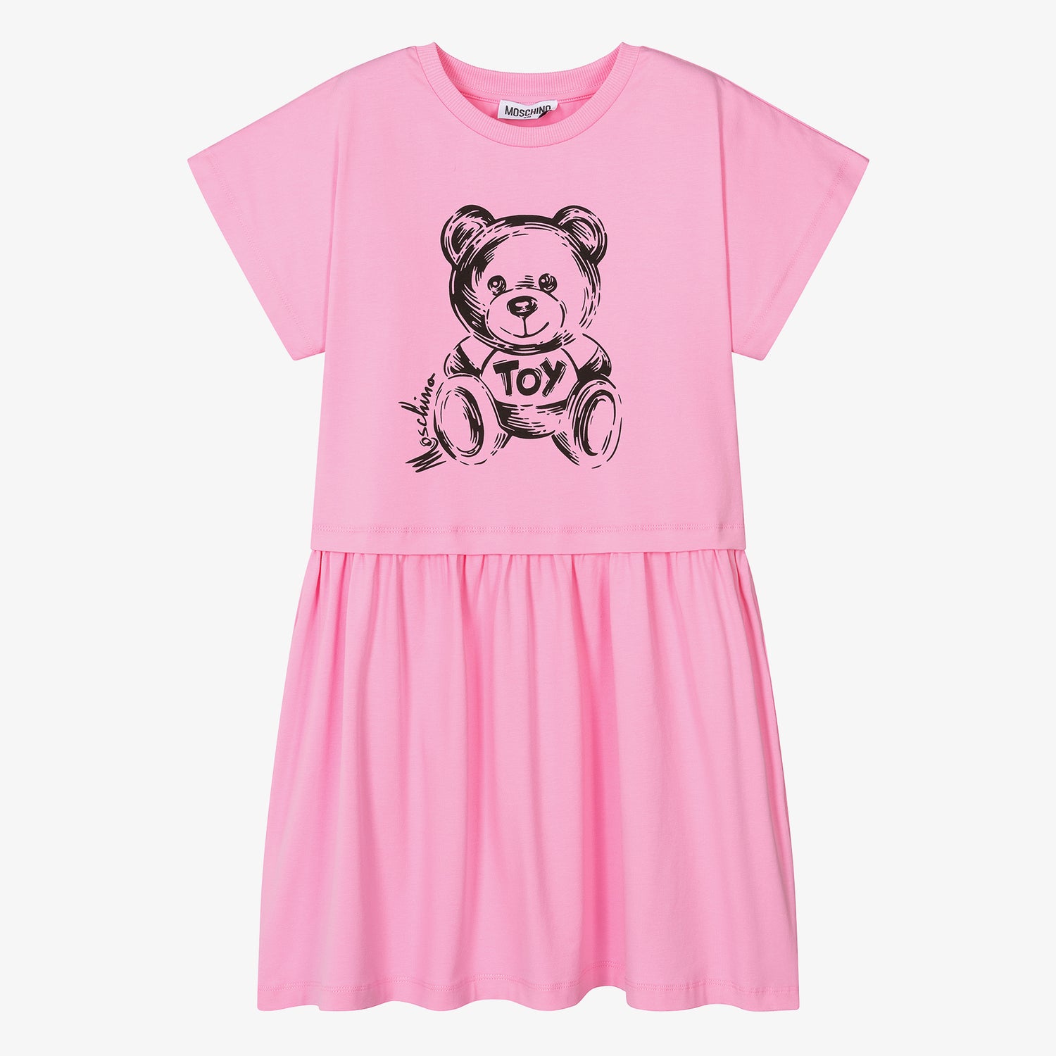 Moschino Pink Sketched Logo Waisted Dress