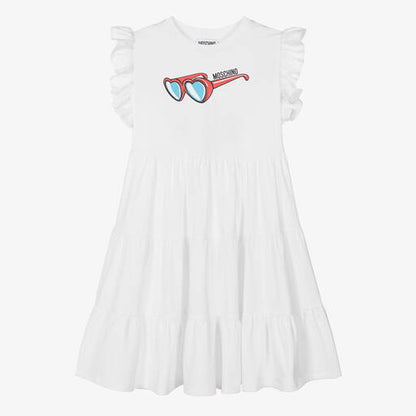Moschino White Teired Sunglasses Graphic Dress