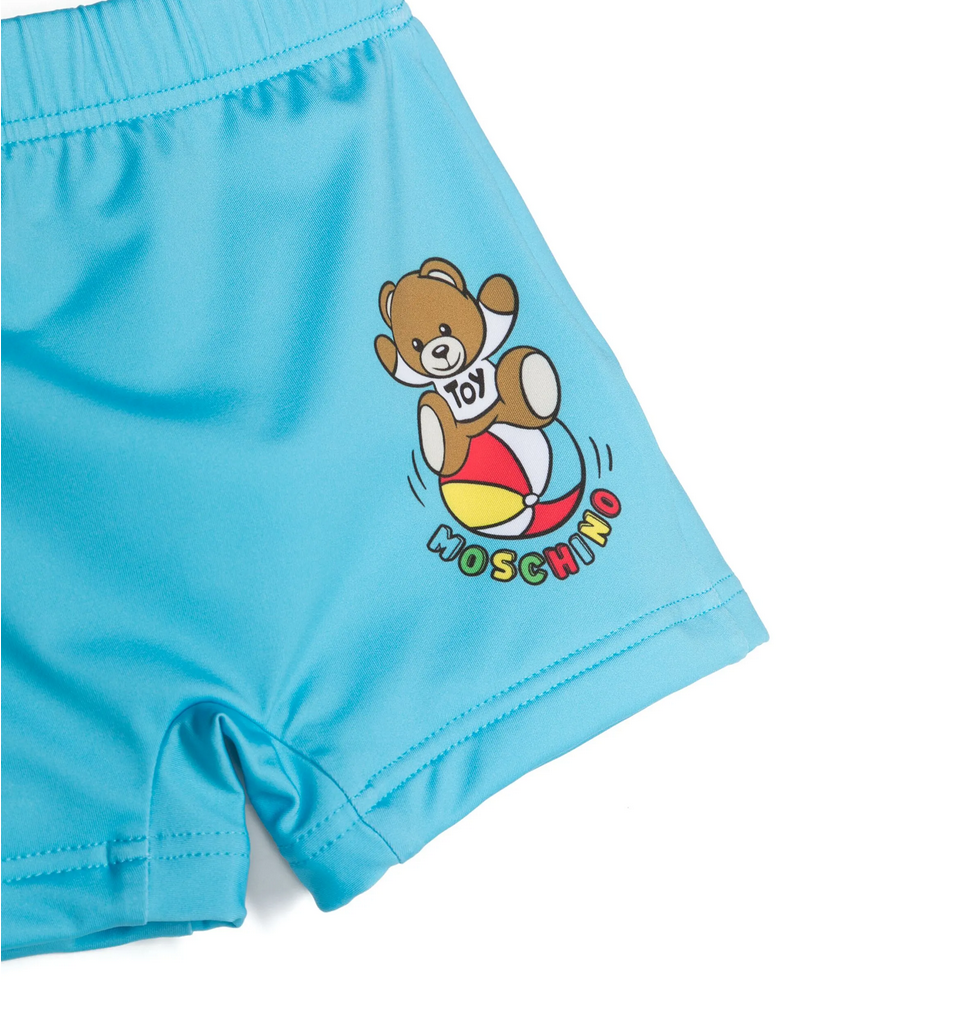 Moschino Baby Boy Swim Shorts with Toy Bear Print