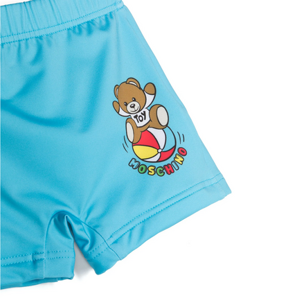 Moschino Baby Boy Swim Shorts with Toy Bear Print