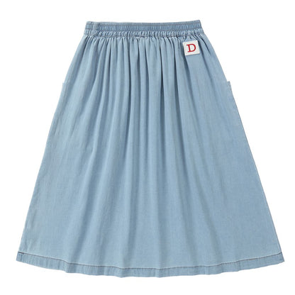 Duet Girls Light Denim Midi Pocket Skirt