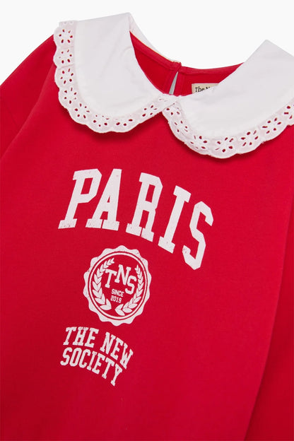 The New Society Girls Chinese Red Paris Sweatshirt