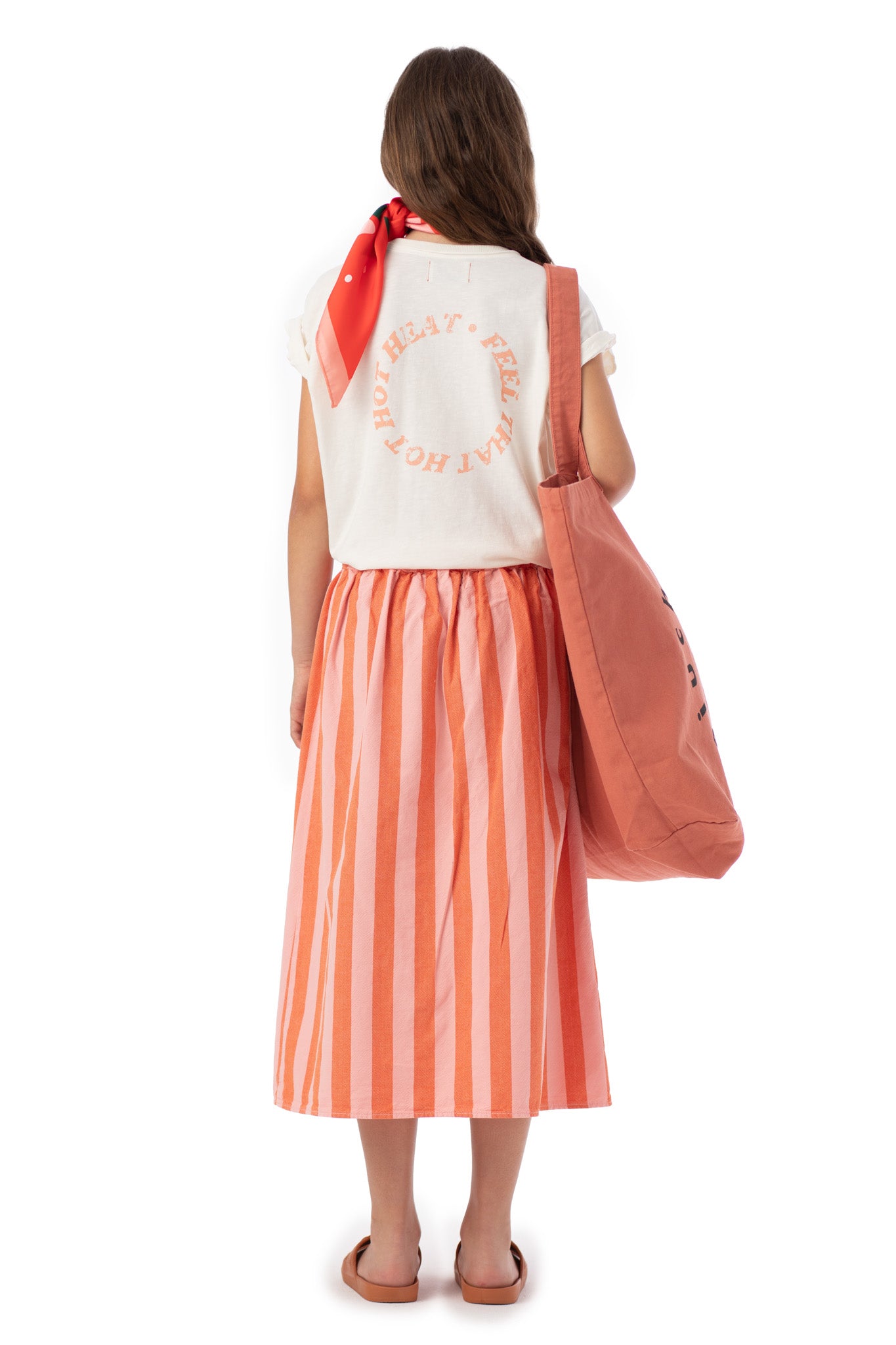 Piupiuchick Orange and Pink Stripe Long Pocket Skirt