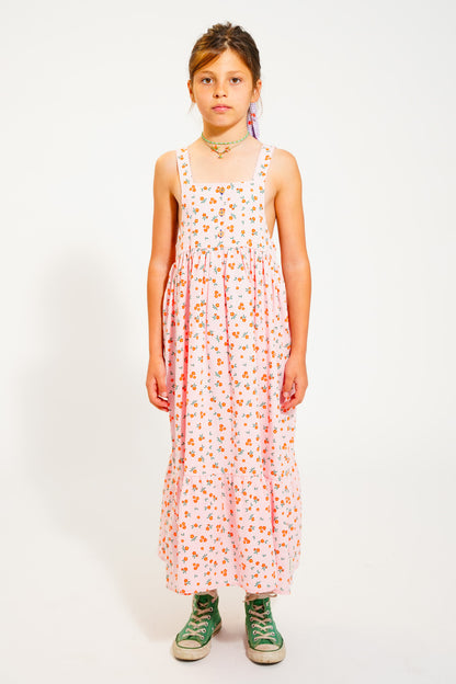 Piupiuchick Long Layered Dress with Pink Flowers