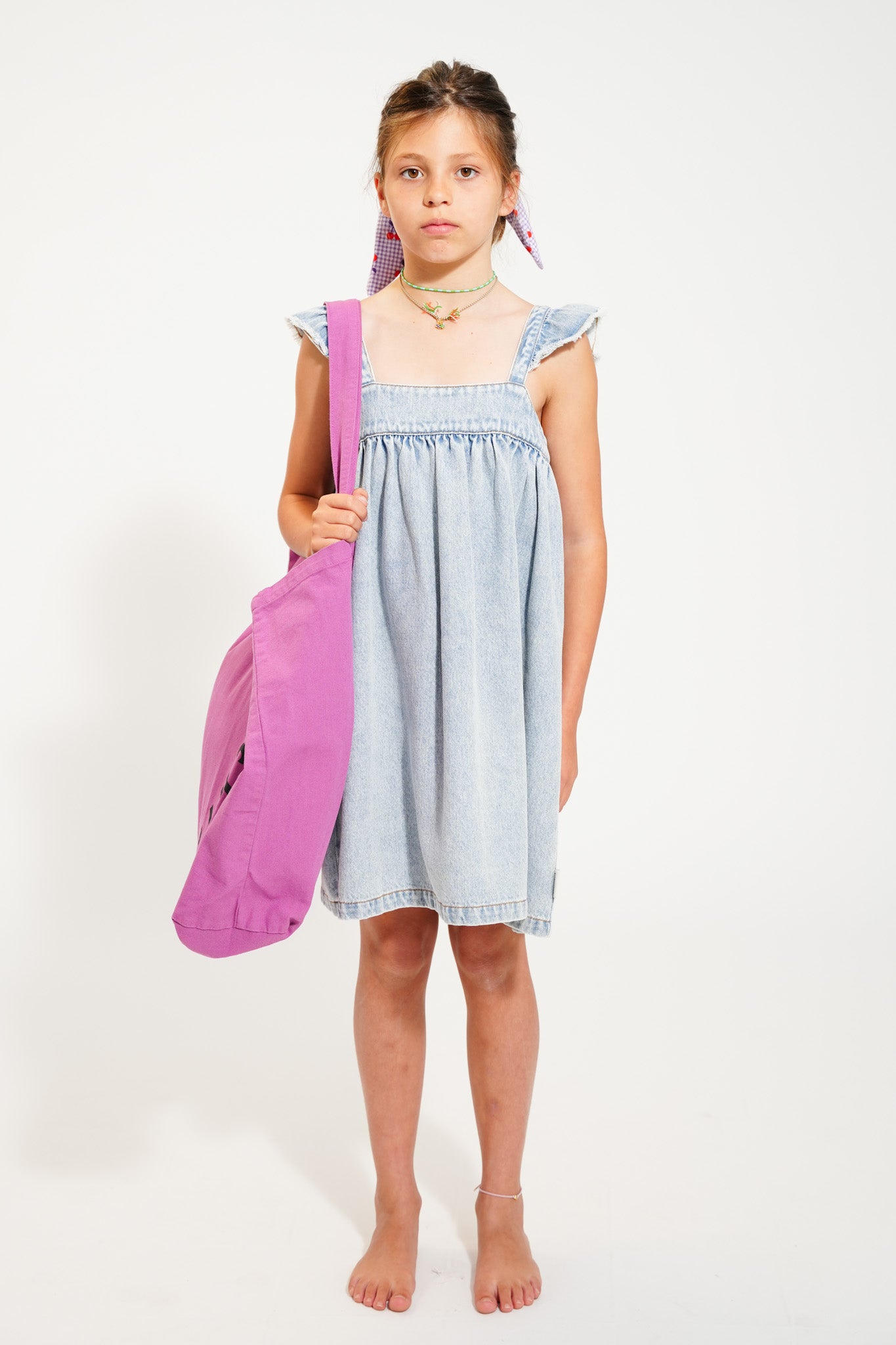 Piupiuchick Baby Washed Blue Denim Short Dress