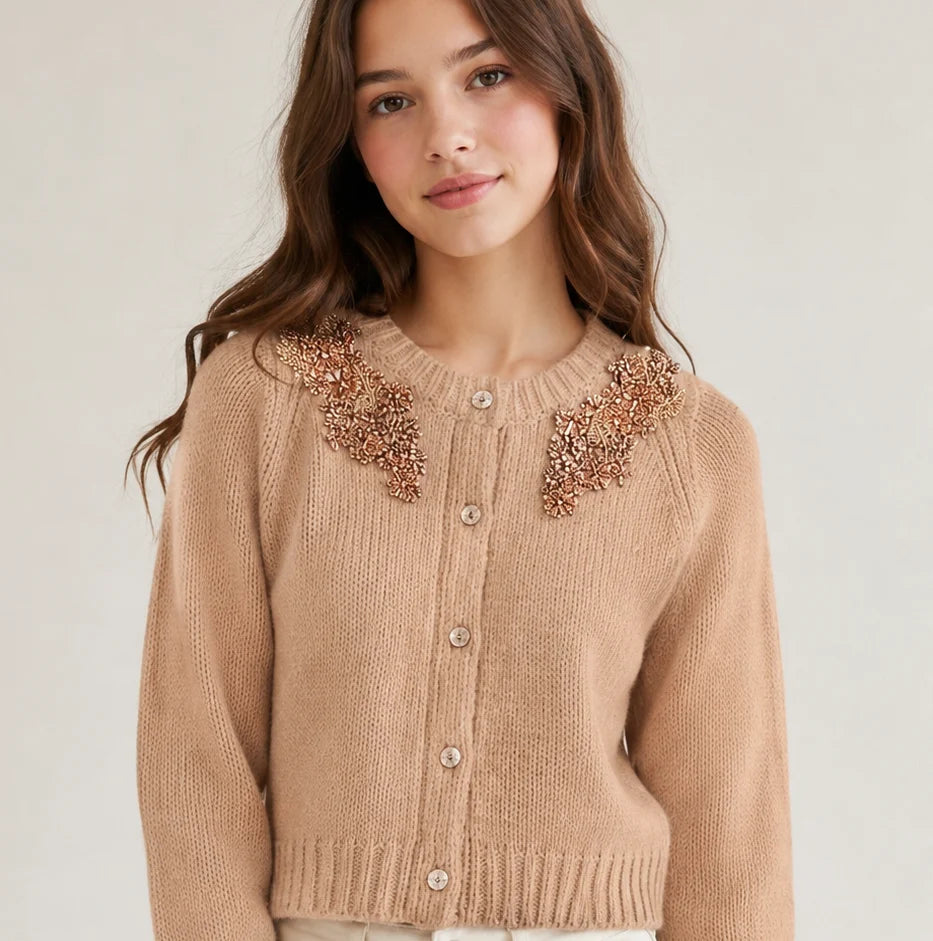 Laurent Stone Millicent Embellished Cardigan Top