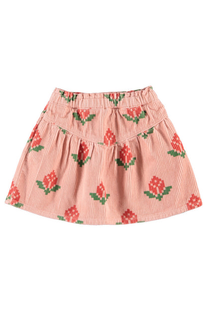 Piupiuchick Girls Pink Big Flower Pleated Short Skirt