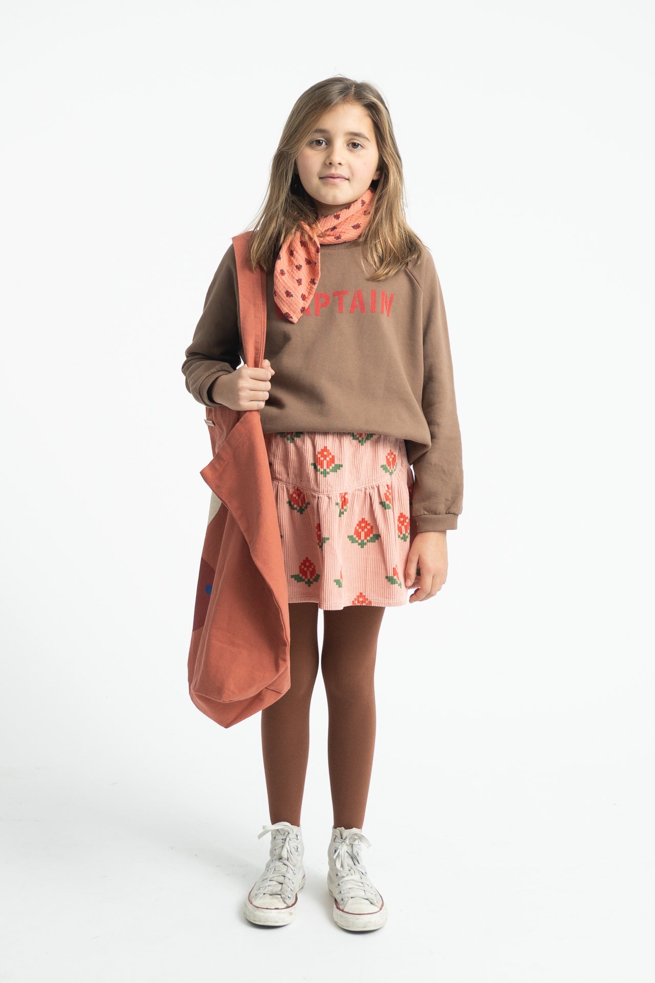 Piupiuchick Girls Pink Big Flower Pleated Short Skirt