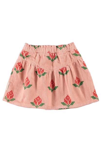 Piupiuchick Girls Pink Big Flower Pleated Short Skirt