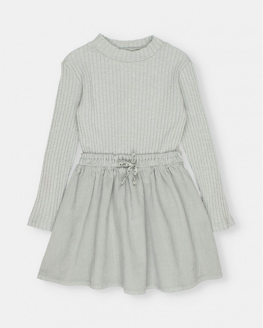 Buho Grey Soft Velour Combination Dress