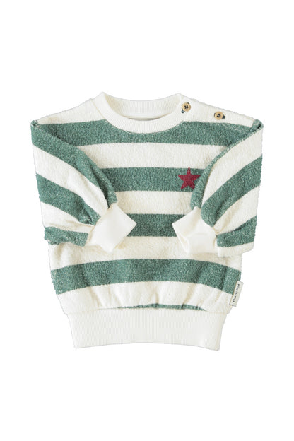 Piupiuchick Ecru &amp; Green Striped Sweatshirt