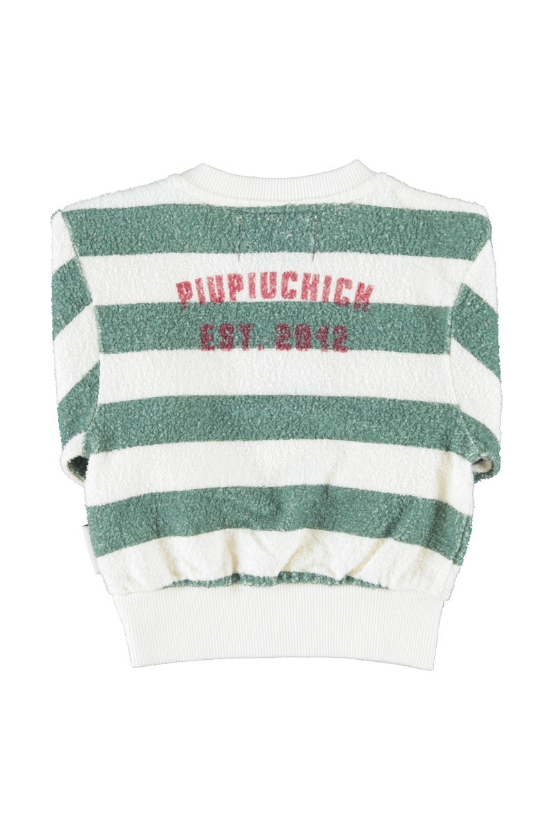 Piupiuchick Ecru &amp; Green Striped Sweatshirt