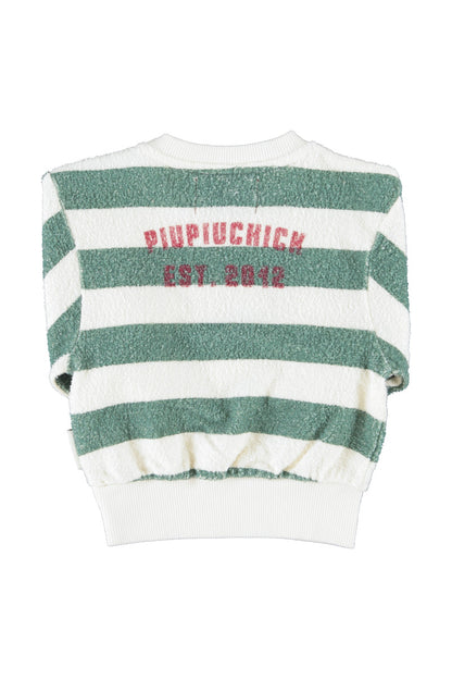Piupiuchick Ecru &amp; Green Striped Sweatshirt