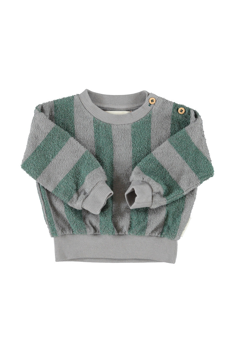 Piupiuchick Grey &amp; Green Striped Sweatshirt