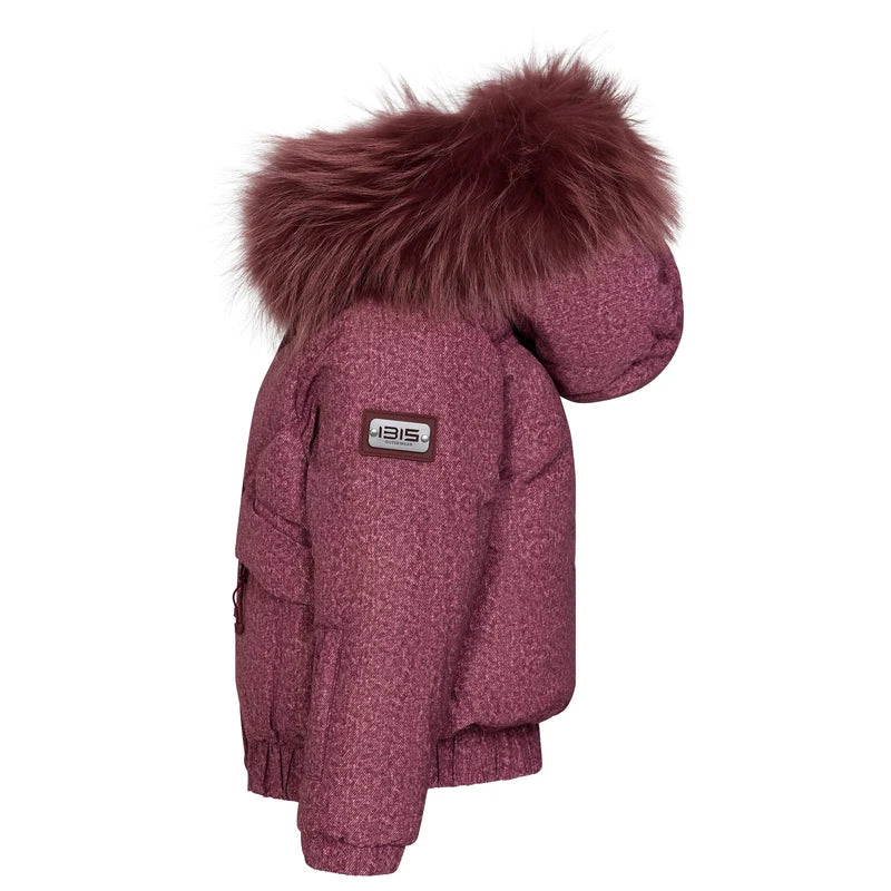 IBIS Girls Burgundy Denim Covered Pocket Coat