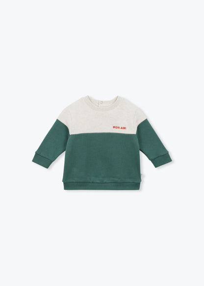 Arsene Baby Green Colorblock Fleece Sweatshirt