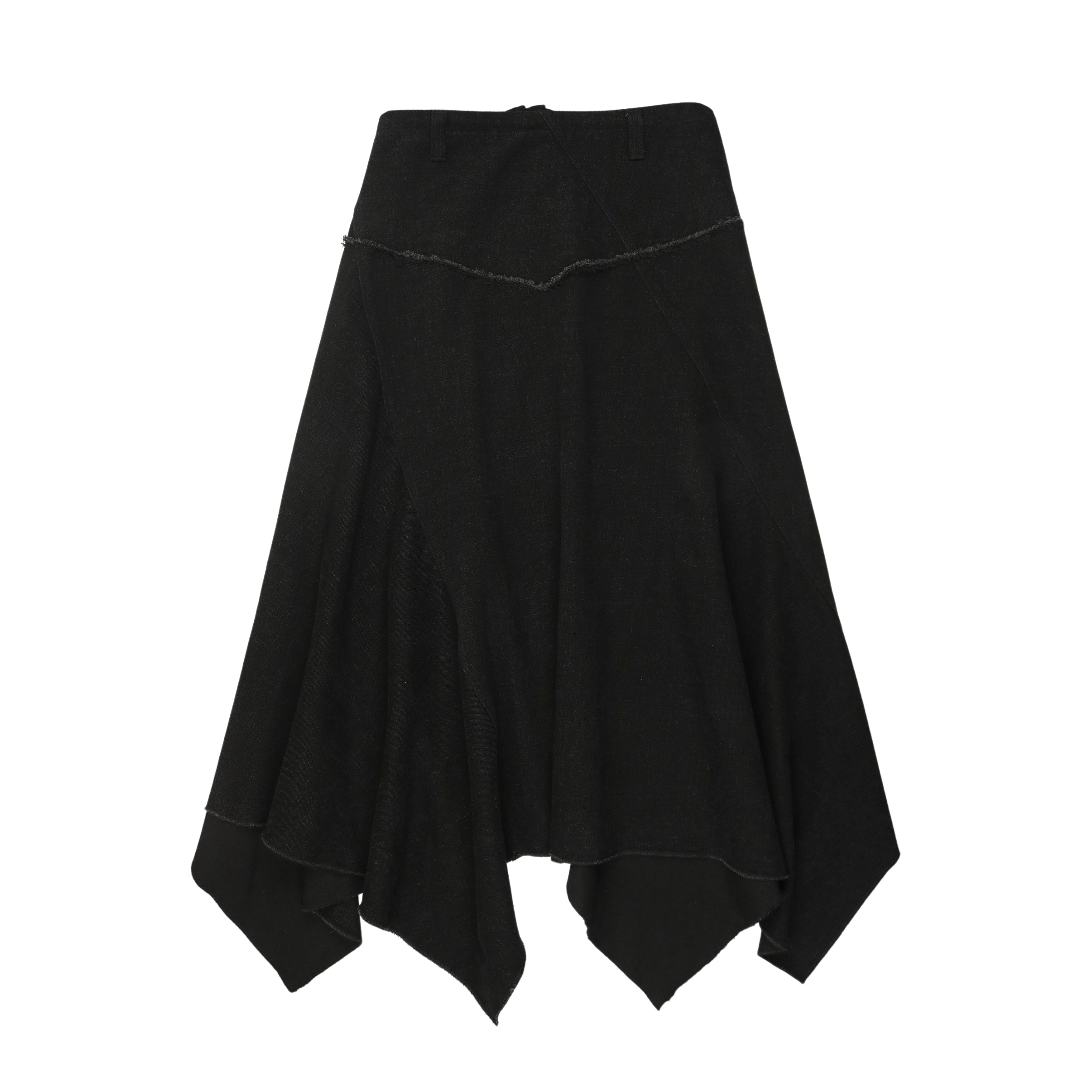 Urban Edge Black Denim Uneven Skirt