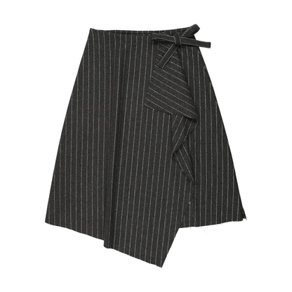 Urban Edge Grey Pinstriped Wrap Skirt