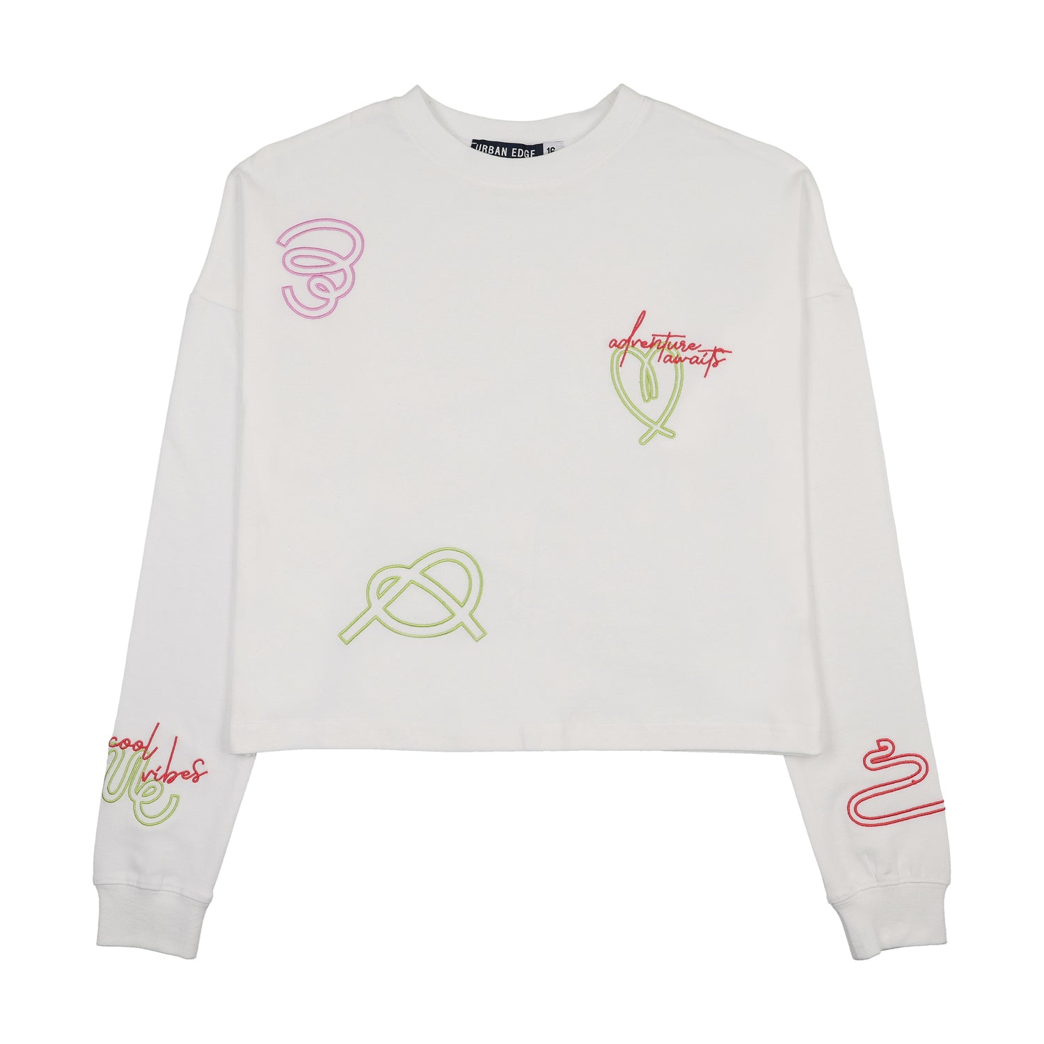 Urban Edge Neon Embroidered White T-Shirt