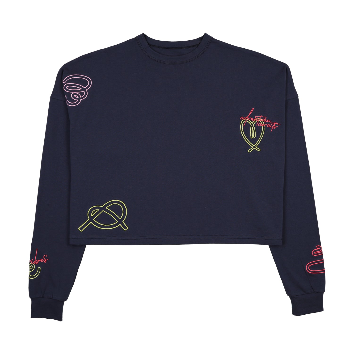 Urban Edge Navy Neon Embroidered T-Shirt