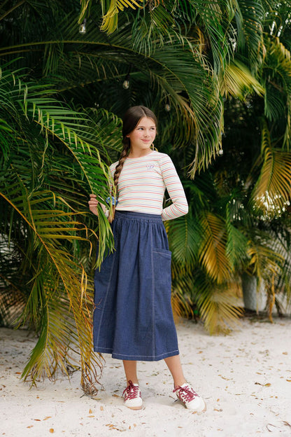 Duet Girls Ivory Striped T-Shirt